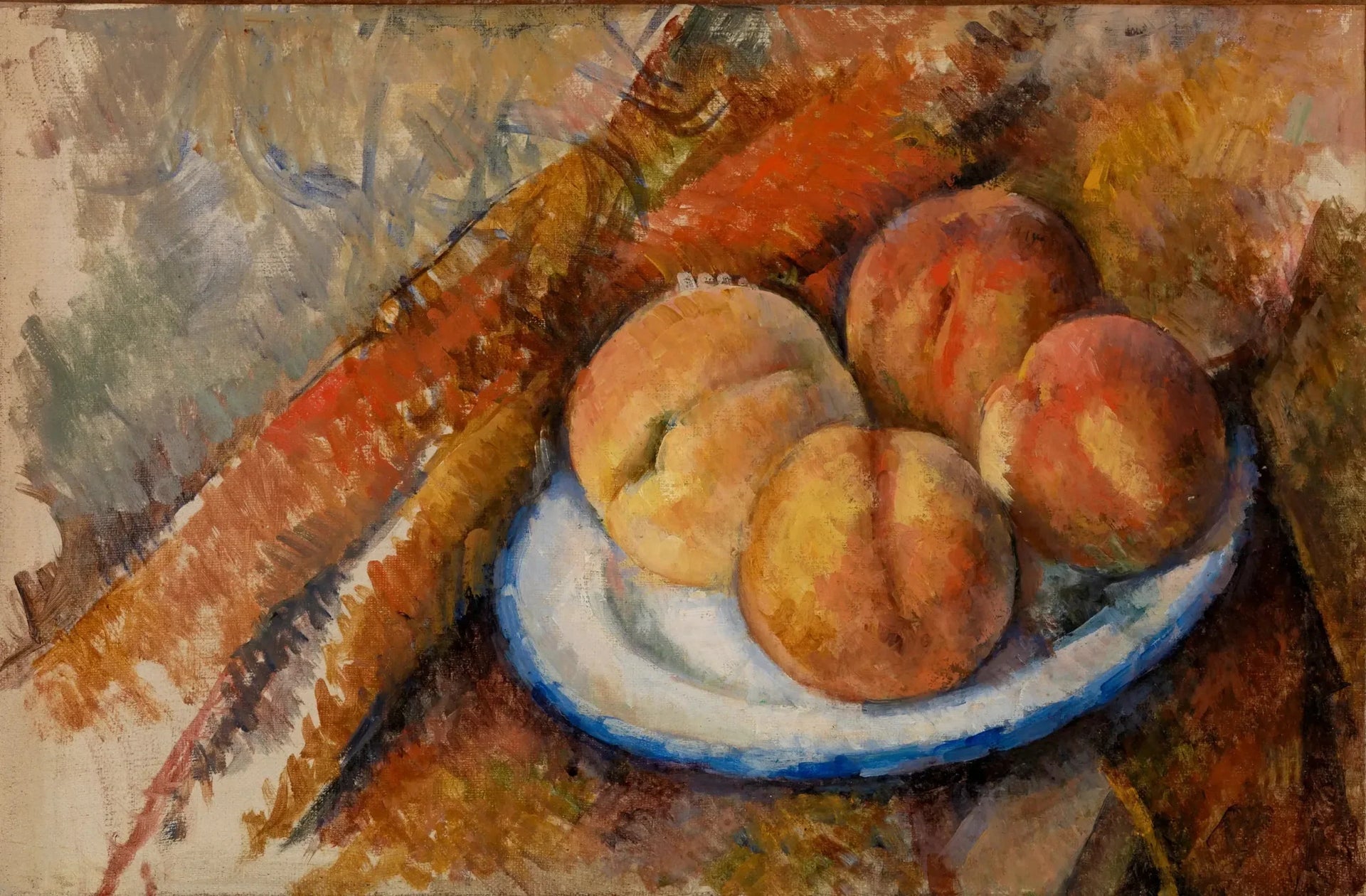 Quatre pêches sur une assiette - Paul Cézanne image 1 tableau peint à l’huile sur toile