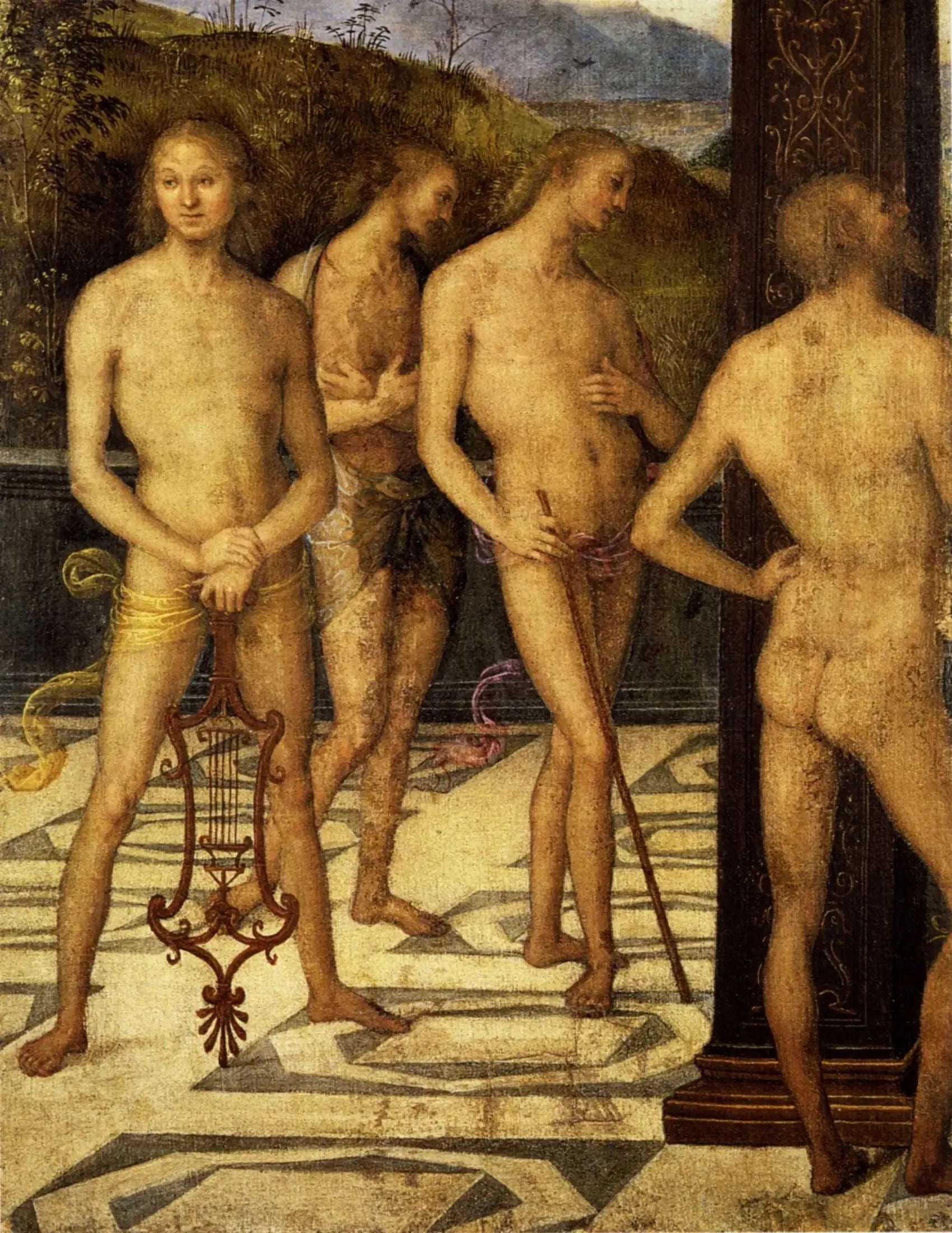 Quatre personnages masculins - Pietro Perugino image 1 copie peinte à la main à l’huile