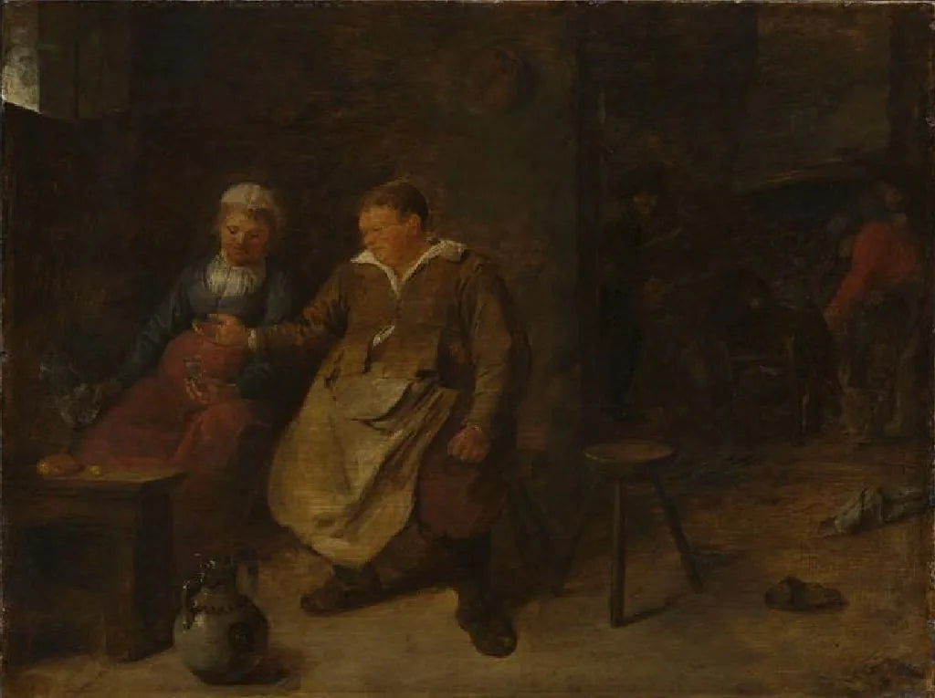 Quelques invités boivent du vin - Adriaen Brouwer image 1 tableau peint à l’huile sur toile