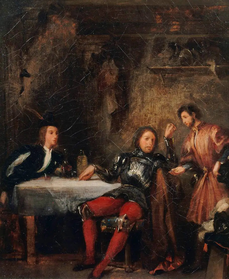 Quentin Durward et le balafré - Eugène Delacroix image 1 copie peinte à la main à l’huile