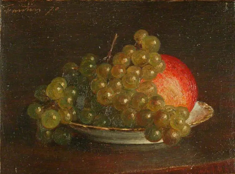 Raisin blanc et pomme dans une soucoupe - Henri Fantin-Latour image 1 copie peinte à la main à l’huile