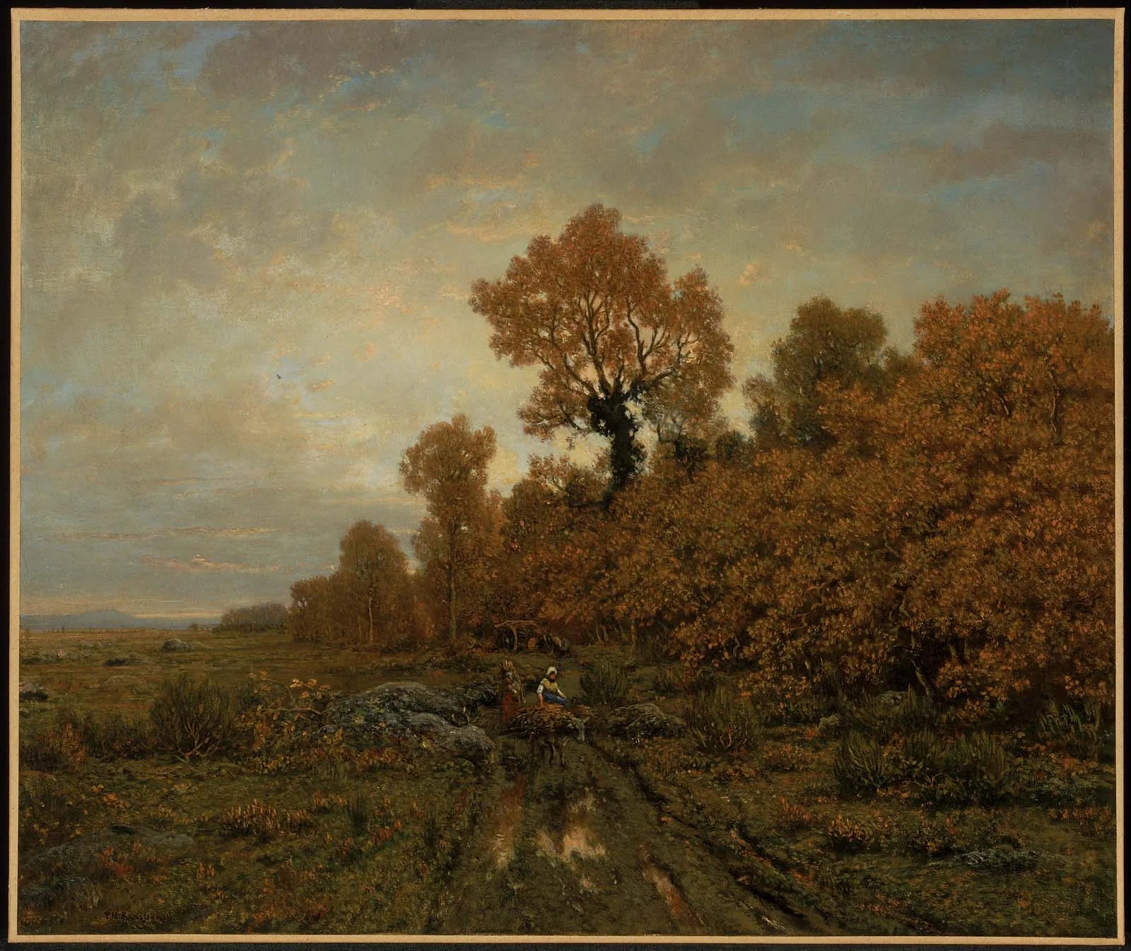 Ramasser du bois dans la forêt de Fontainebleau - Théodore Rousseau image 1 reproduction de peinture à l’huile