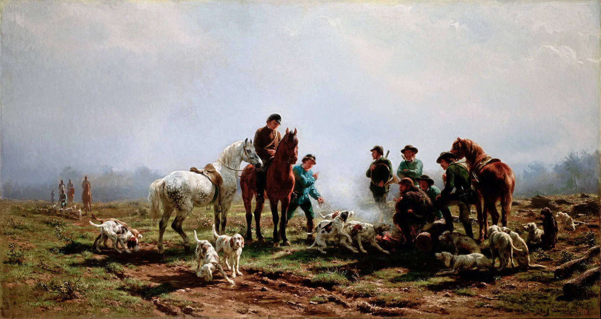 Rassemblement pour la chasse - Rosa Bonheur image 1 reproduction de peinture à l’huile
