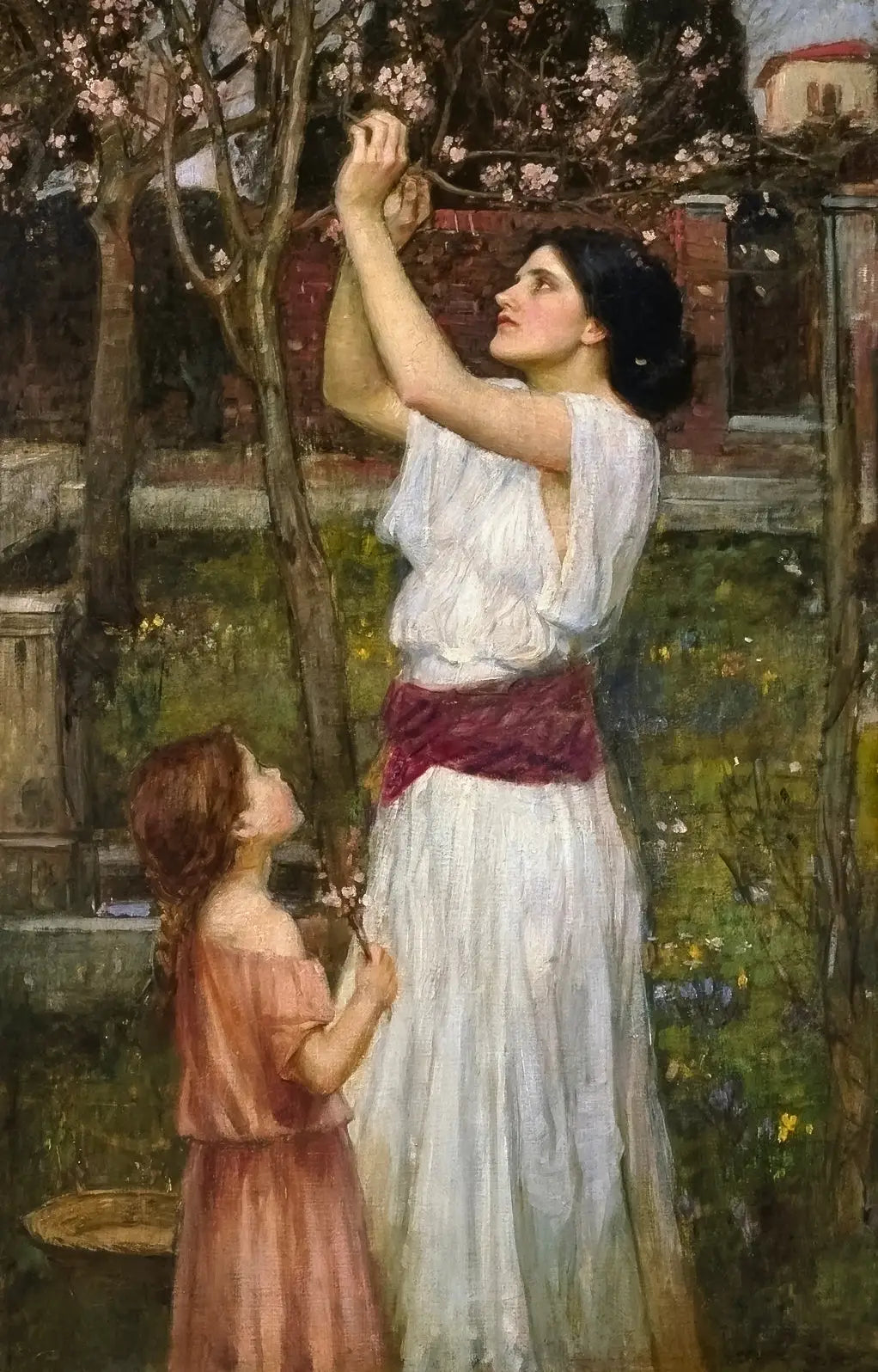 Rassembler des fleurs d'amandier - John William Waterhouse image 1 reproduction de peinture à l’huile