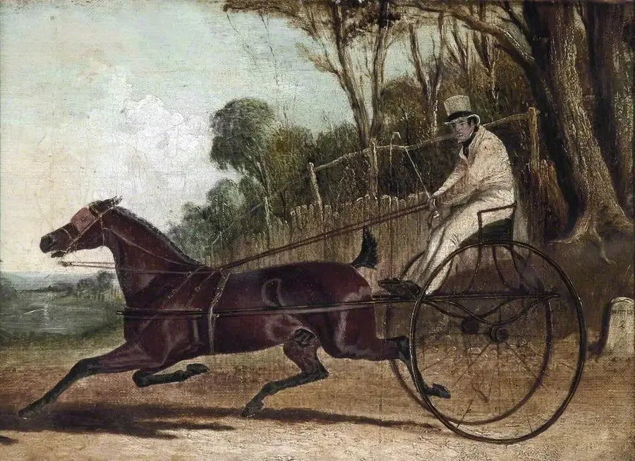 Rattler, un cheval au trot, attelé à un buggy - John Frederick Herring, Sr.