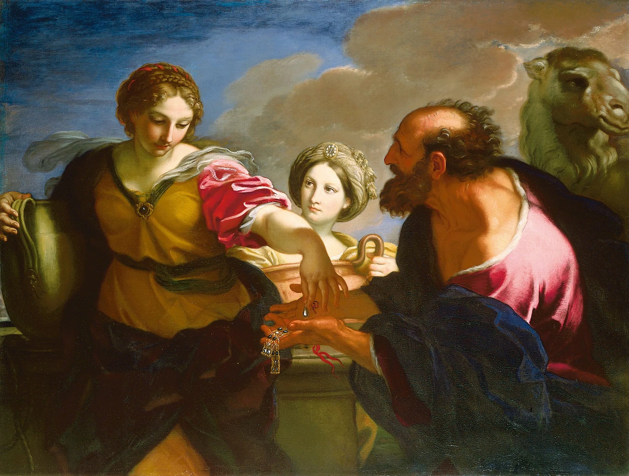 Rebecca et Eliezer au puits - Carlo Maratta image 1 tableau peint à l’huile sur toile