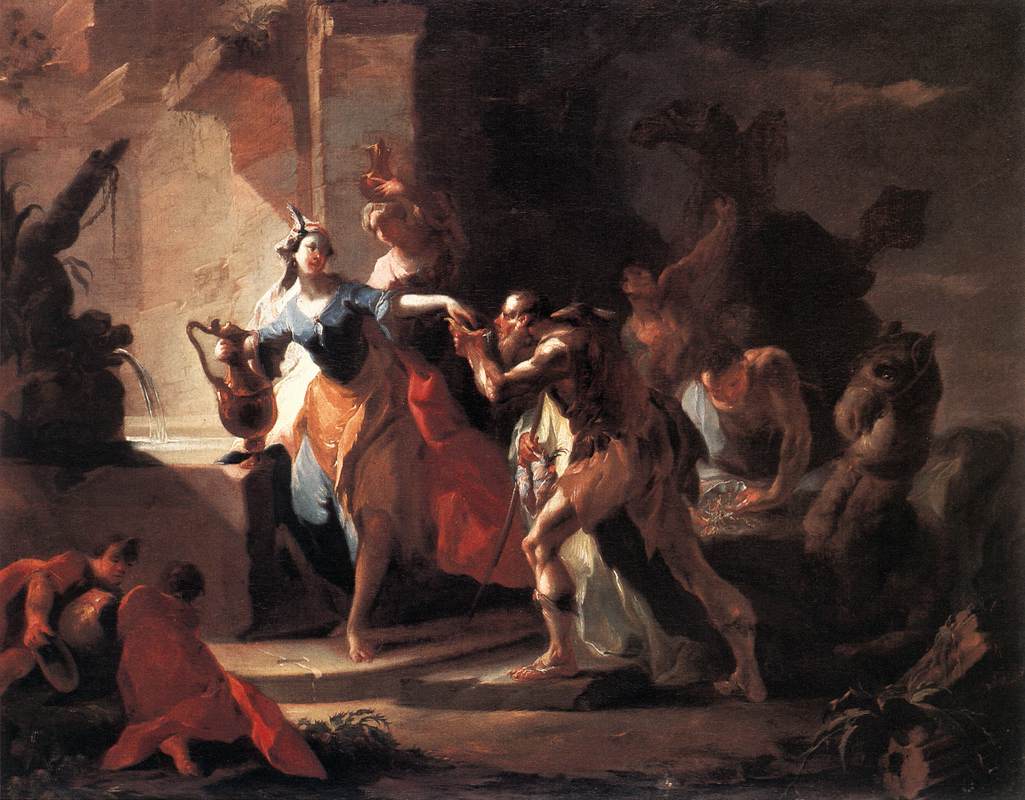 Rebecca et Eliezer au puits - Franz Anton Maulbertsch image 1 copie de tableau peinte à la main