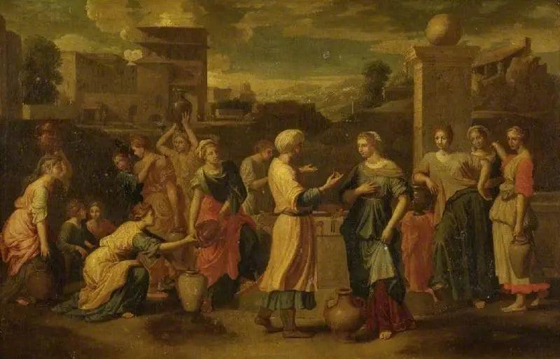 Rebecca et Eliezer au puits - Nicolas Poussin image 1 tableau peint à l’huile sur toile