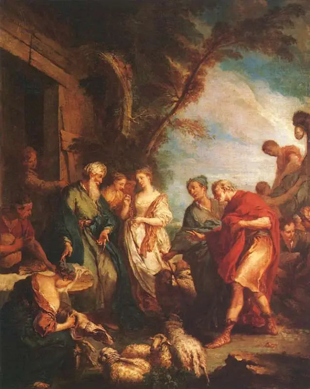 Rébecca reçoit d'Eliezer les présentes d'Abraham - François Boucher image 1 copie de tableau peinte à la main