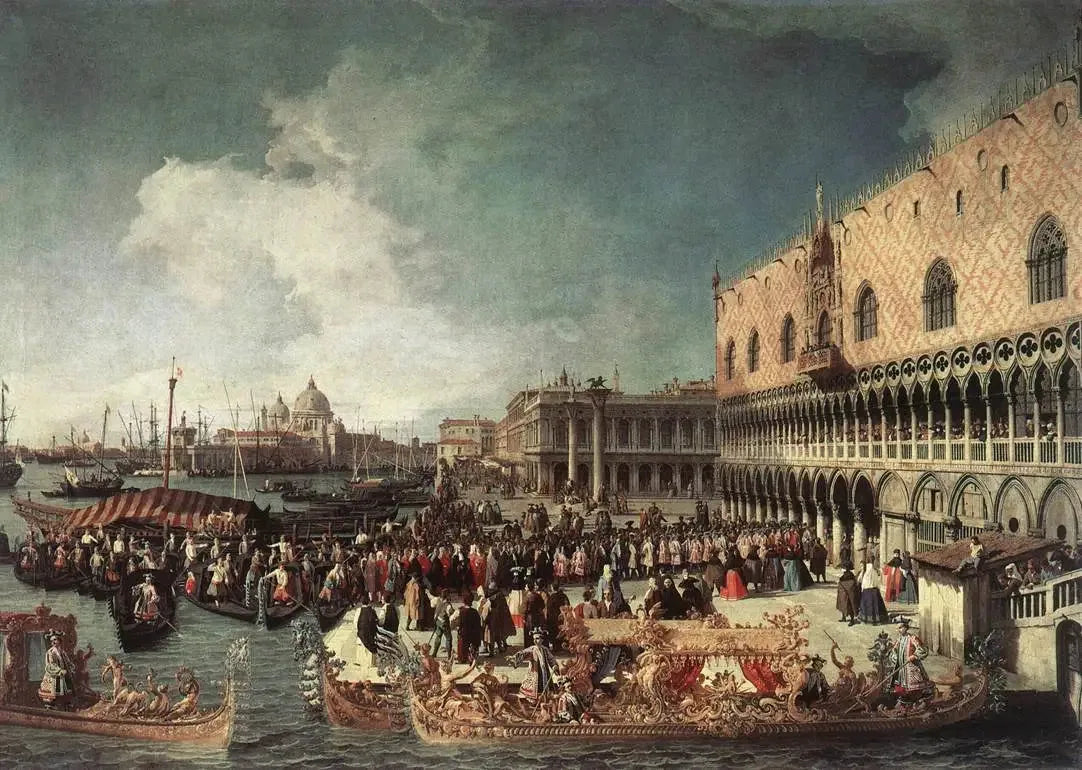 Réception de l'ambassadeur au palais du Doge - Canaletto image 1 reproduction de peinture à l’huile