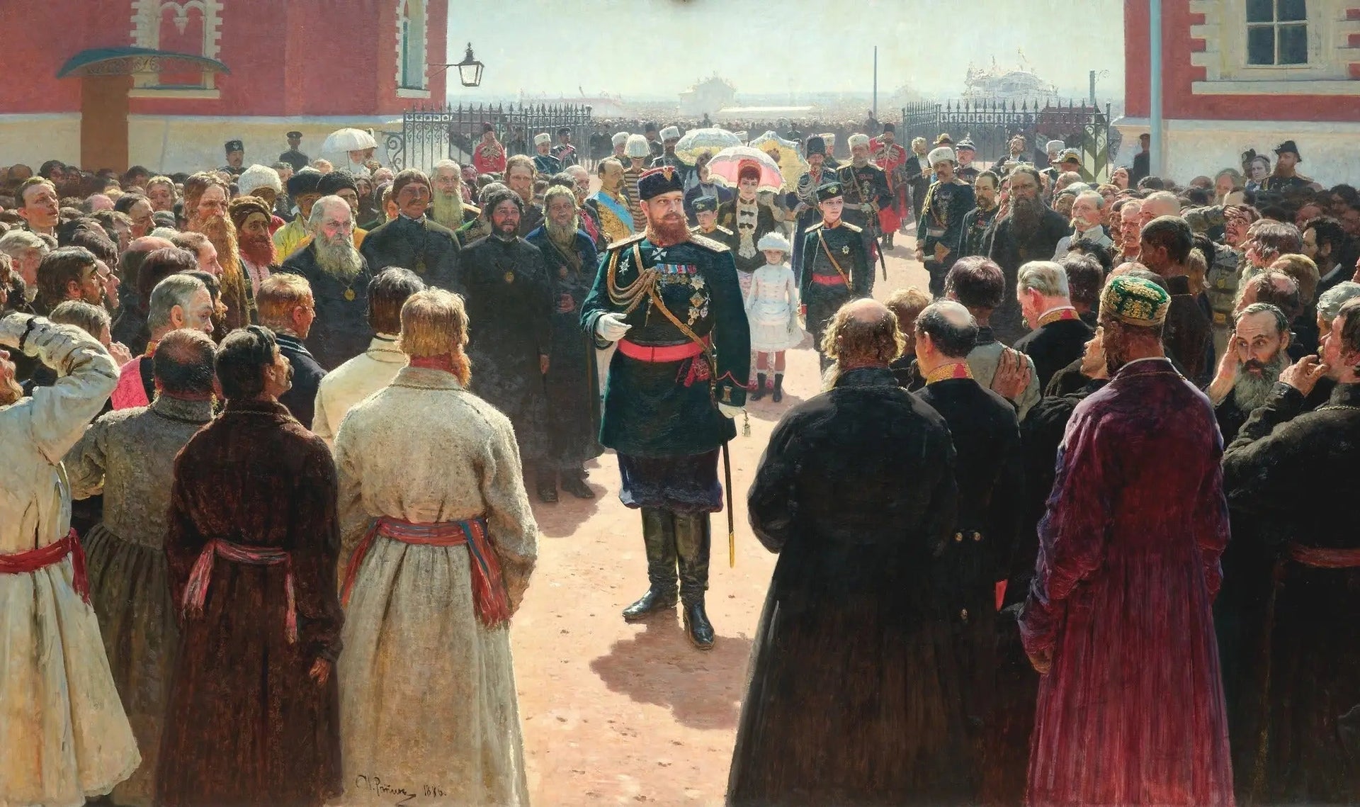 Réception par Alexandre III des syndics de volosts dans la cour du palais Petrovski - Ilya Repin image 1 reproduction artisanale de tableau