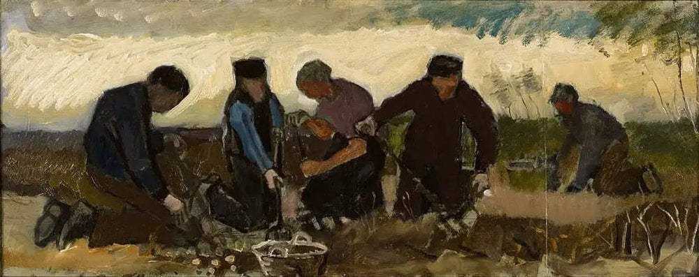 Récolte de pommes de terre (cinq chiffres) - Vincent van Gogh image 1 reproduction de peinture à l’huile