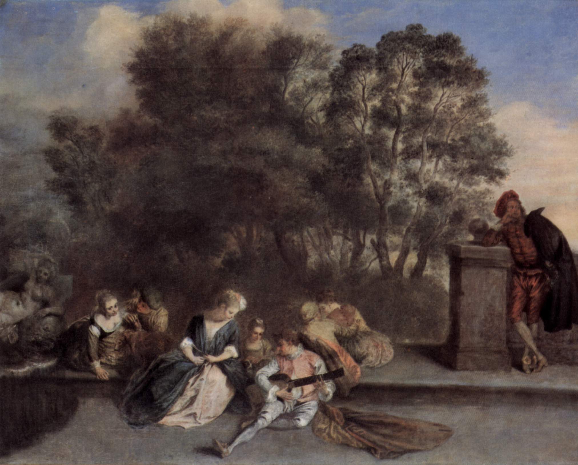 Récréation italienne - Antoine Watteau image 1 tableau peint à l’huile sur toile