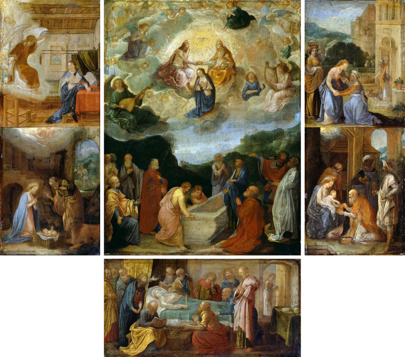 Reisealtar mit sechs Szenen aus dem Leben Mariae - Adam Elsheimer