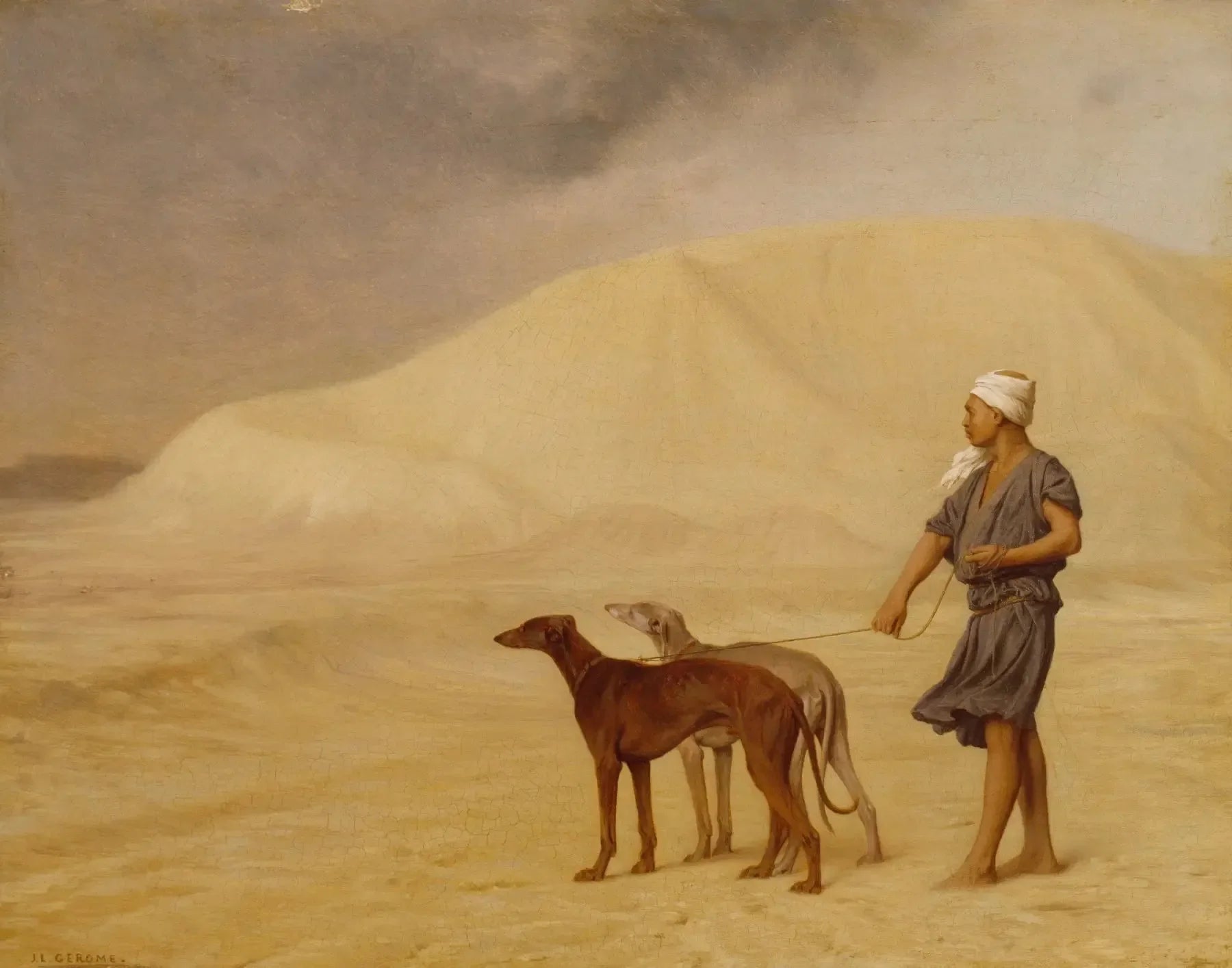Relais de chiens dans le désert - Jean-Léon Gérôme image 1 tableau peint à l’huile sur toile
