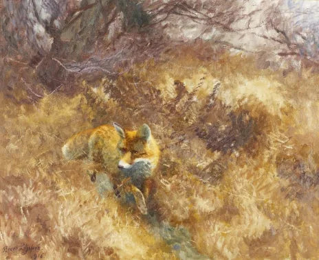 Renard dans un paysage d'automne - Bruno Liljefors image 1 reproduction de peinture à l’huile