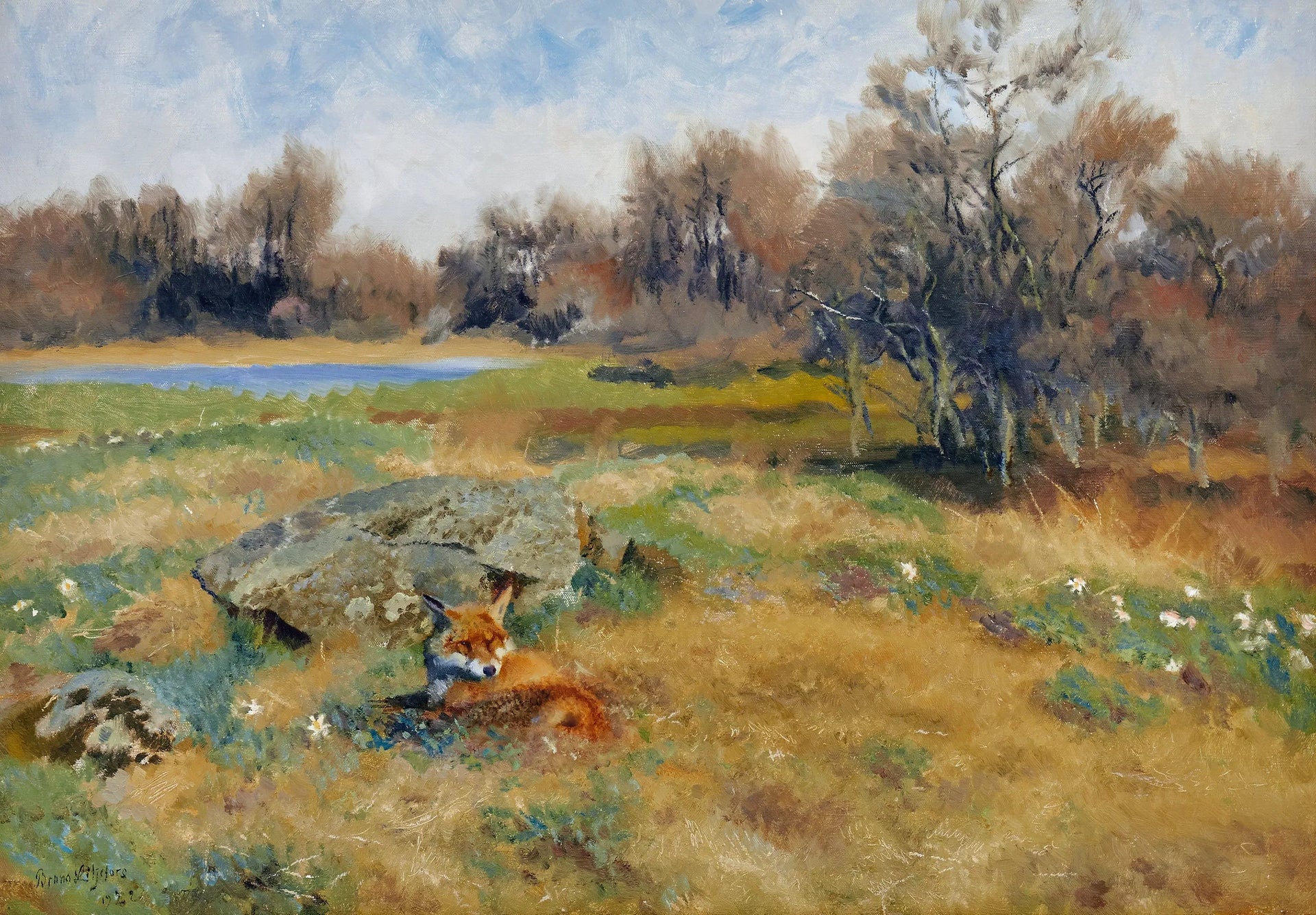 Renard dans une prairie printanière en fleurs - Bruno Liljefors image 1 reproduction réalisée par Alpha Reproduction