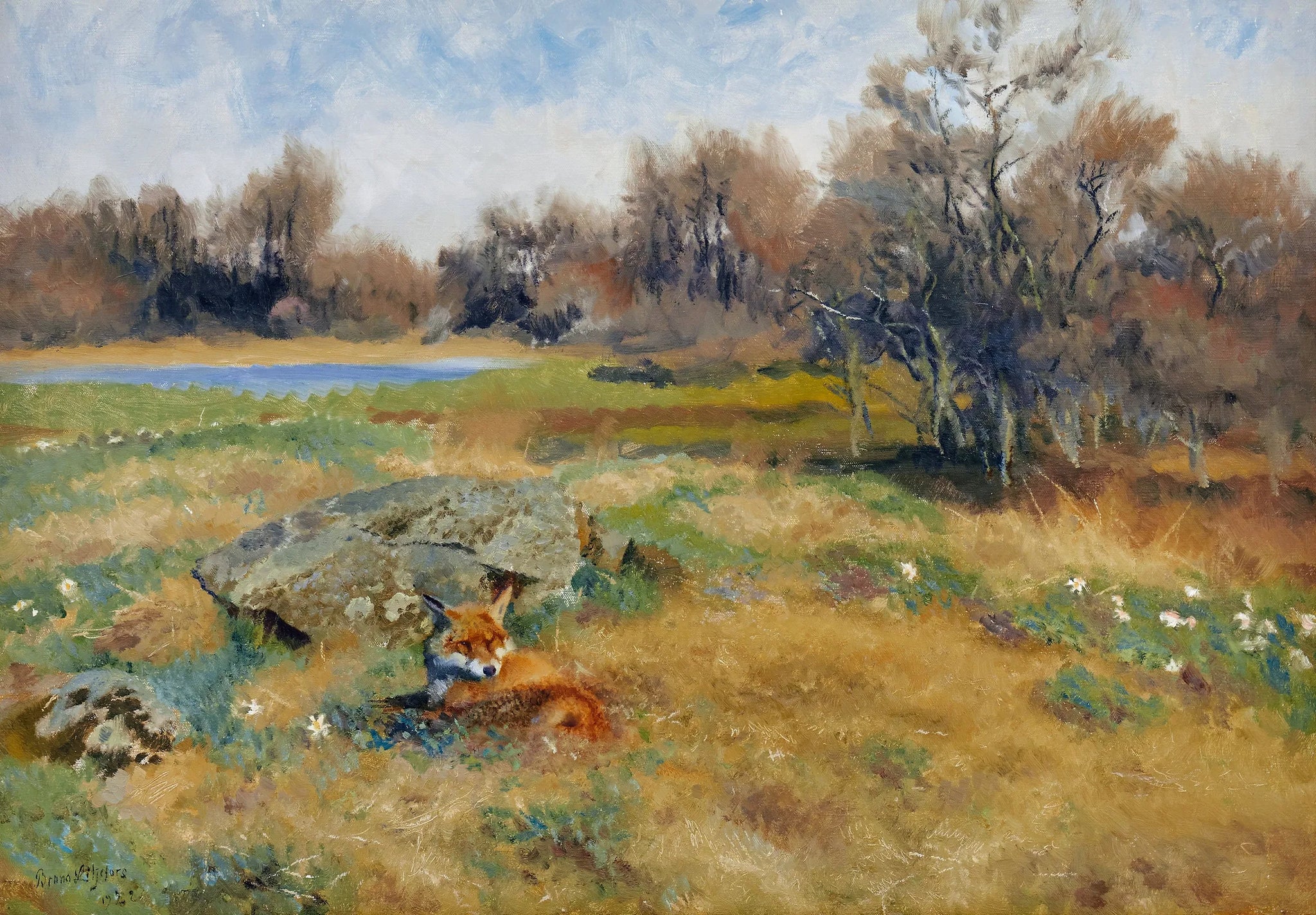 Renard dans une prairie printanière en fleurs - Bruno Liljefors image 1 reproduction réalisée par Alpha Reproduction
