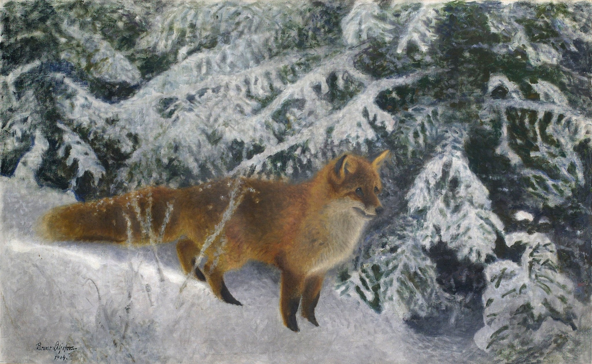 Renard en hiver - Bruno Liljefors image 1 tableau peint à l’huile sur toile