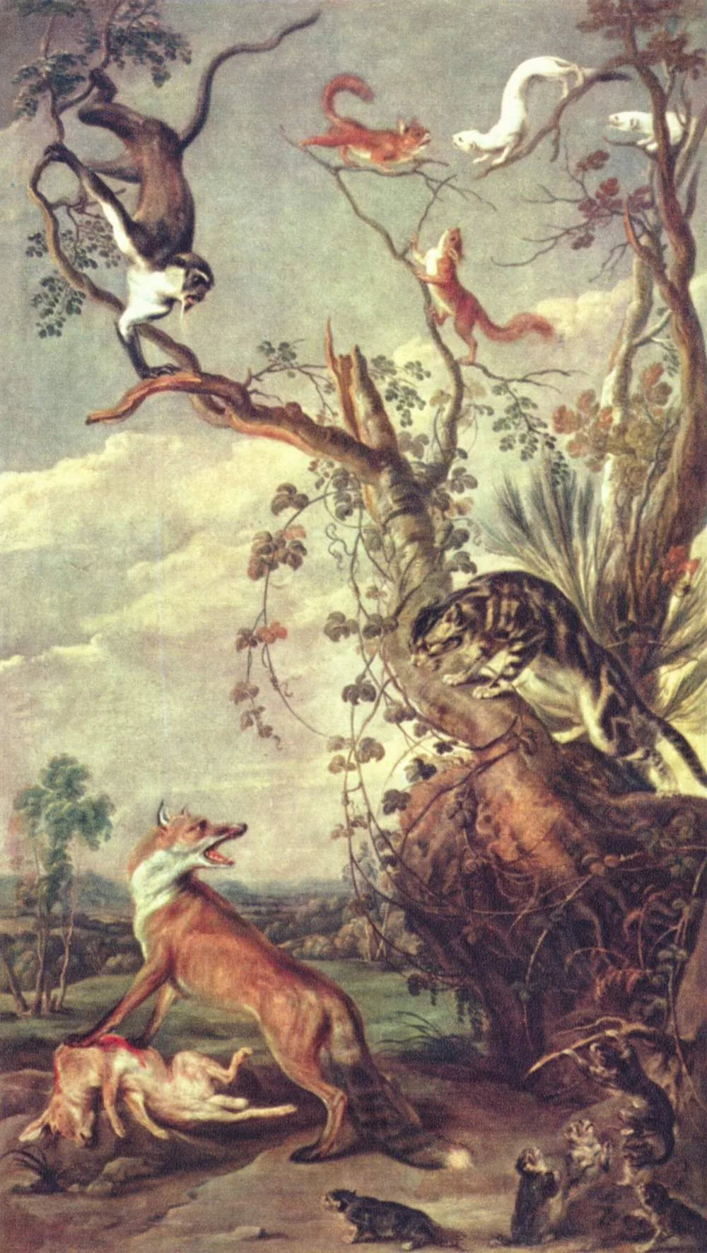 Renard et chat - Frans Snyders image 1 copie peinte à la main à l’huile