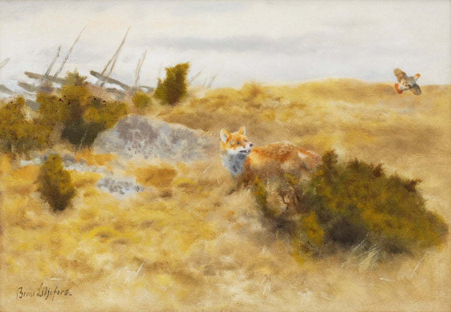 Renard et perdrix grise - Bruno Liljefors