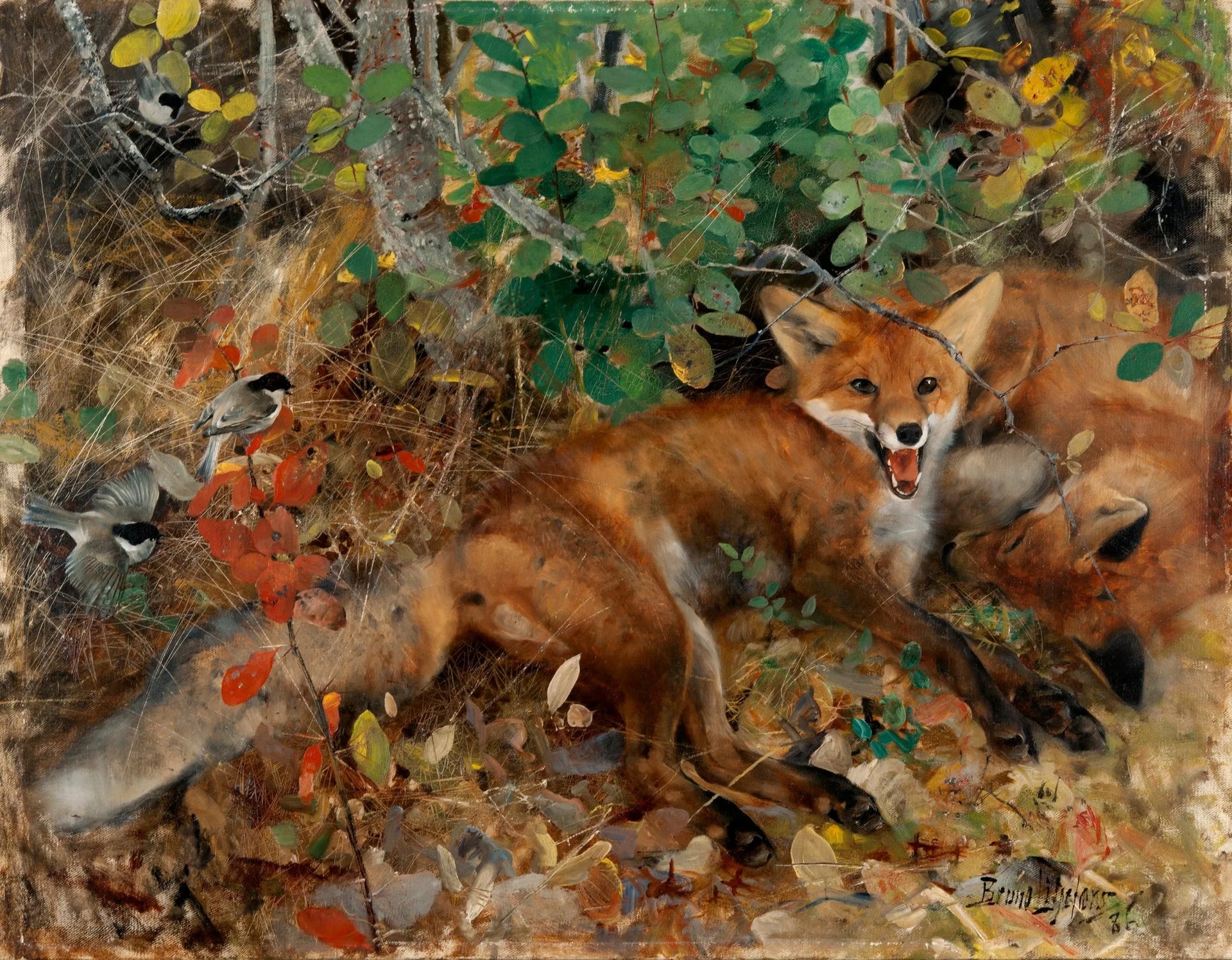 Renards - Bruno Liljefors image 1 tableau peint à l’huile sur toile