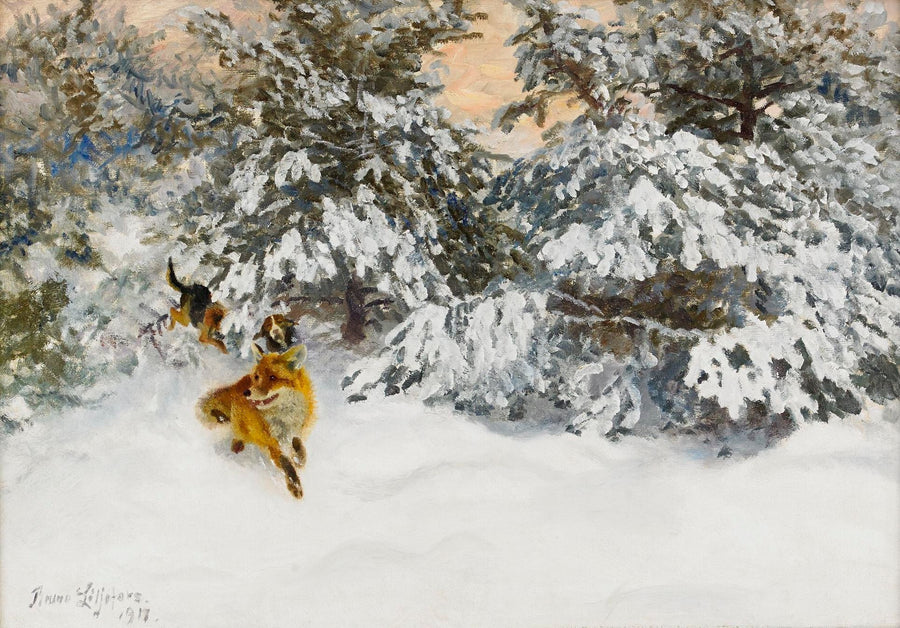 Renards et chiens de chasse - Bruno Liljefors