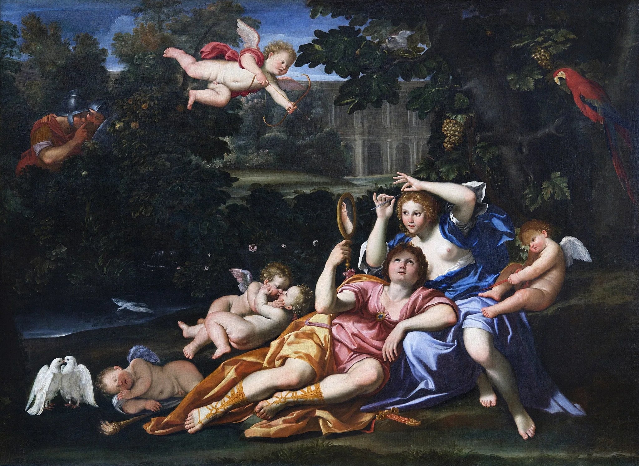 Renaud présentant un miroir à Armide - Domenichino image 1 copie peinte à la main à l’huile