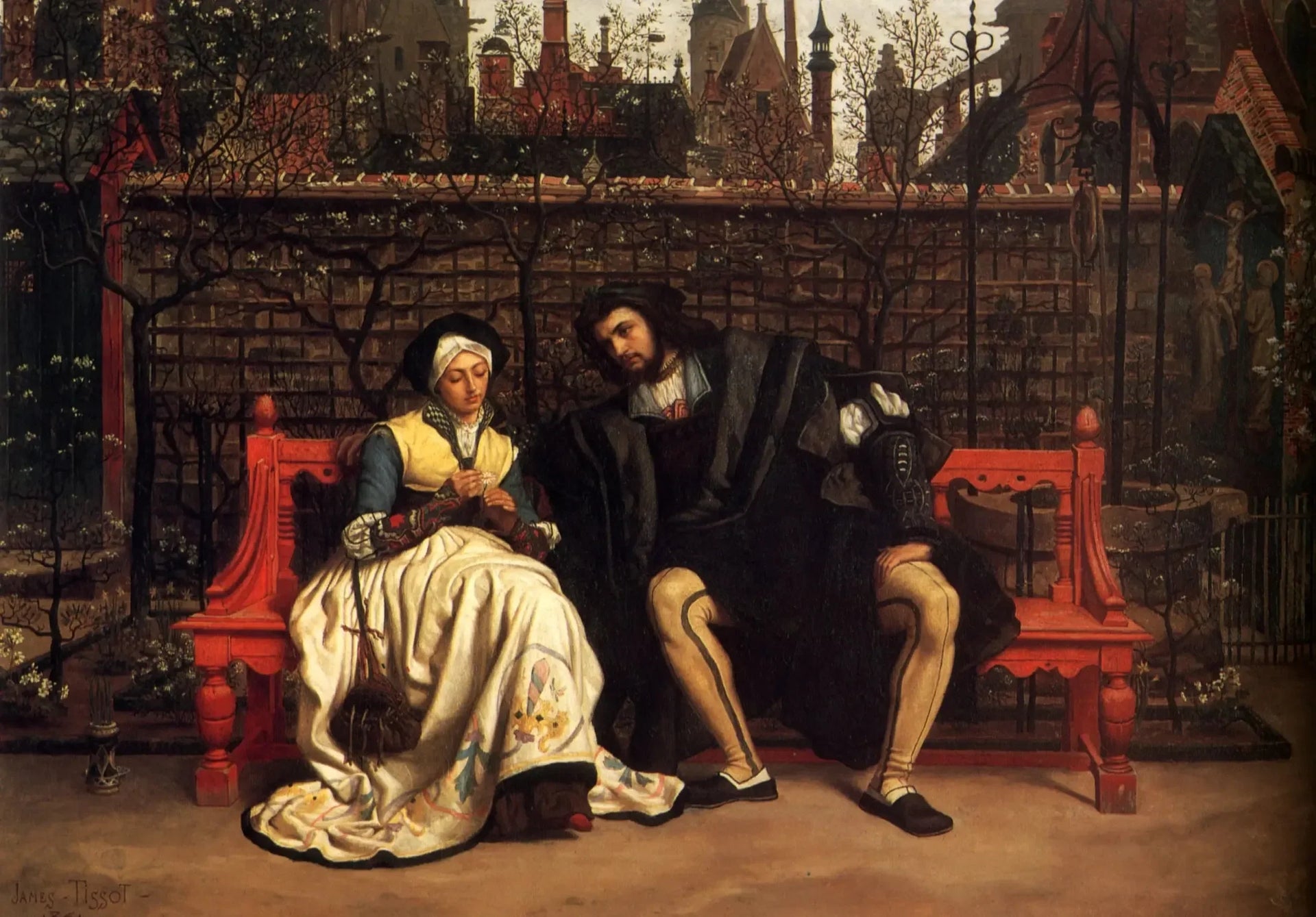 Rencontre de Faust et de Marguerite - James Tissot image 1 reproduction de peinture à l’huile