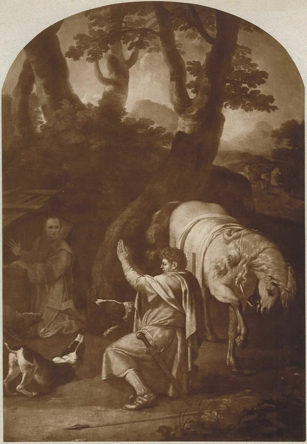 Rencontre de saint Bruno et du comte Roger de Sicile - Eustache Le Sueur image 1 tableau peint à l’huile sur toile