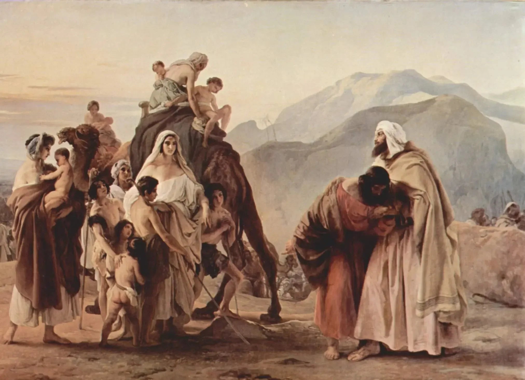 Rencontre entre Esaù et Giacobbe - Francesco Hayez image 1 copie de tableau peinte à la main
