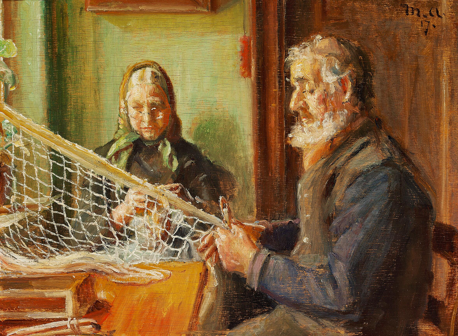 Réparer le filet. - Michael Peter Ancher image 1 reproduction d’œuvre d’art à l’huile