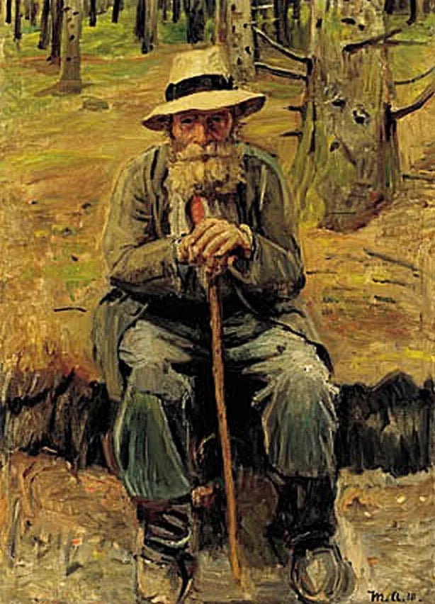Repos au bord d'une route forestière. - Michael Peter Ancher image 1 reproduction artisanale de tableau