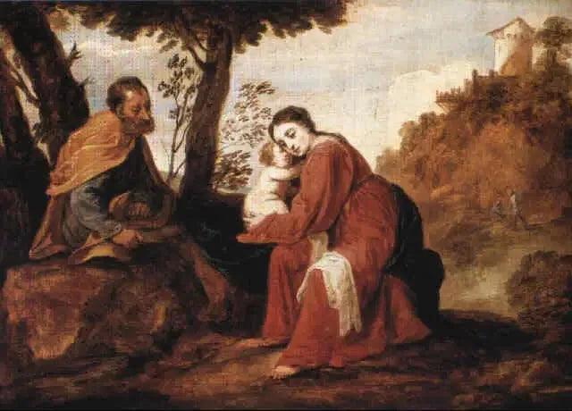 Repos pendant la fuite en Égypte - David Teniers le Jeune image 1 reproduction artisanale de tableau