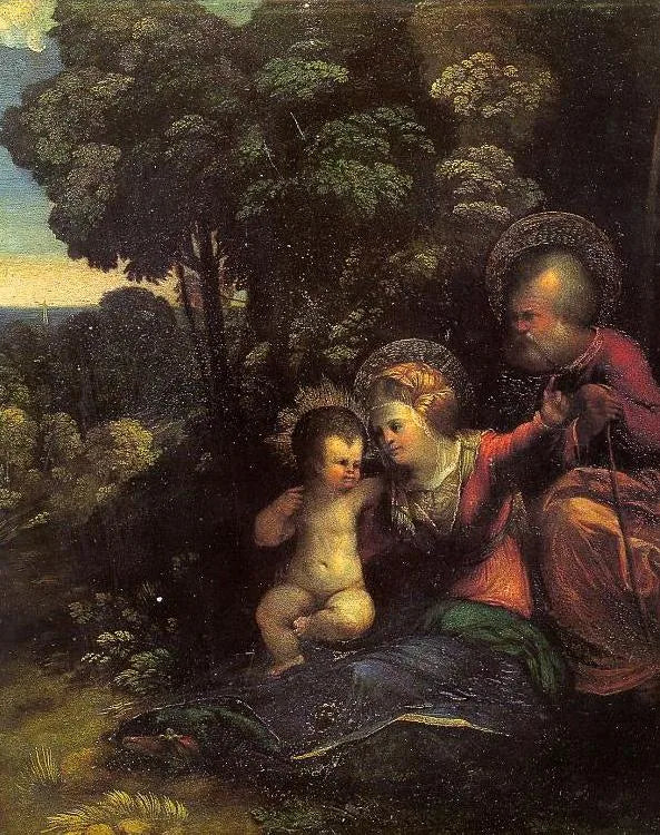 Repos pendant la fuite en Égypte - Dosso Dossi image 1 reproduction d’œuvre d’art à l’huile