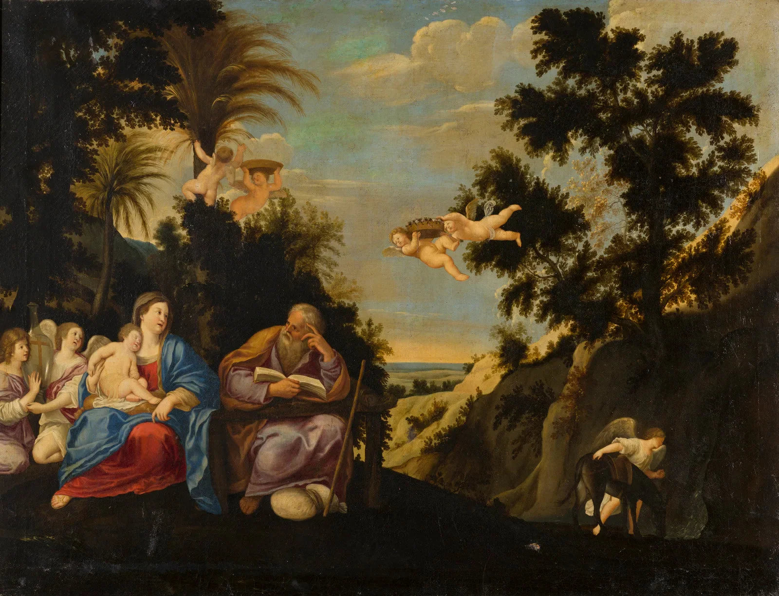 Repos pendant la fuite en Égypte - Francesco Albani image 1 tableau peint à l’huile sur toile