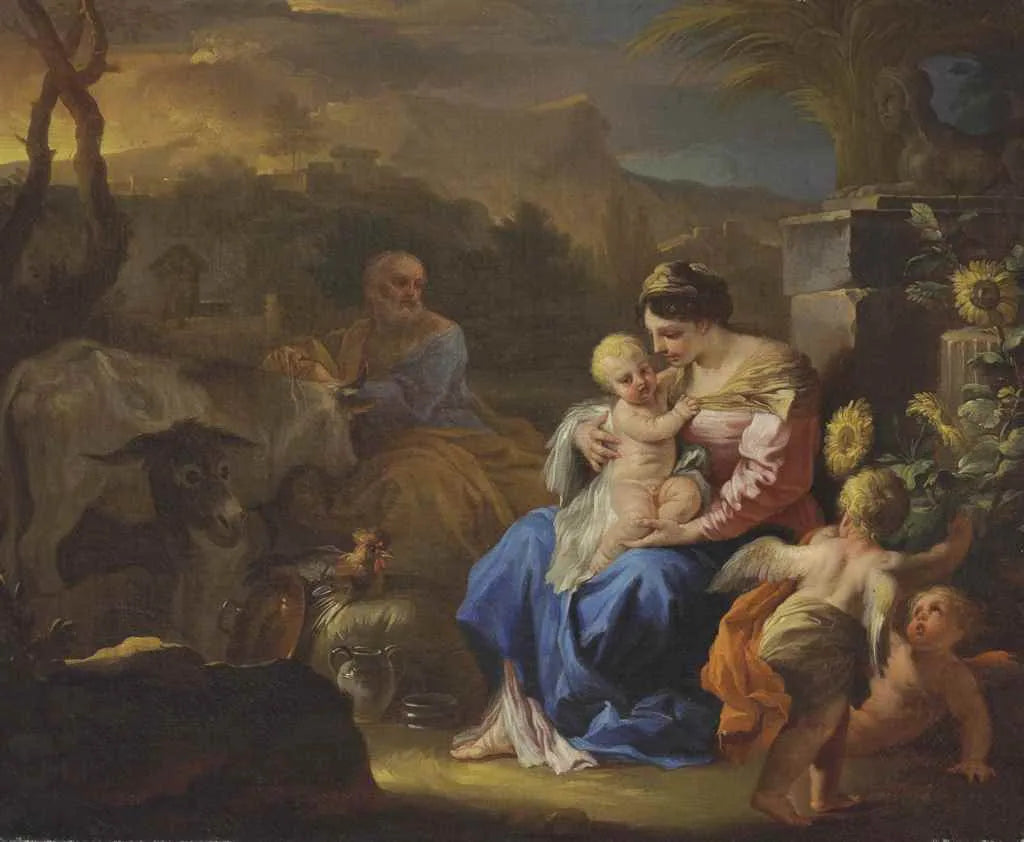 Repos pendant la fuite en Égypte - Francesco Solimena image 1 reproduction d’œuvre d’art à l’huile