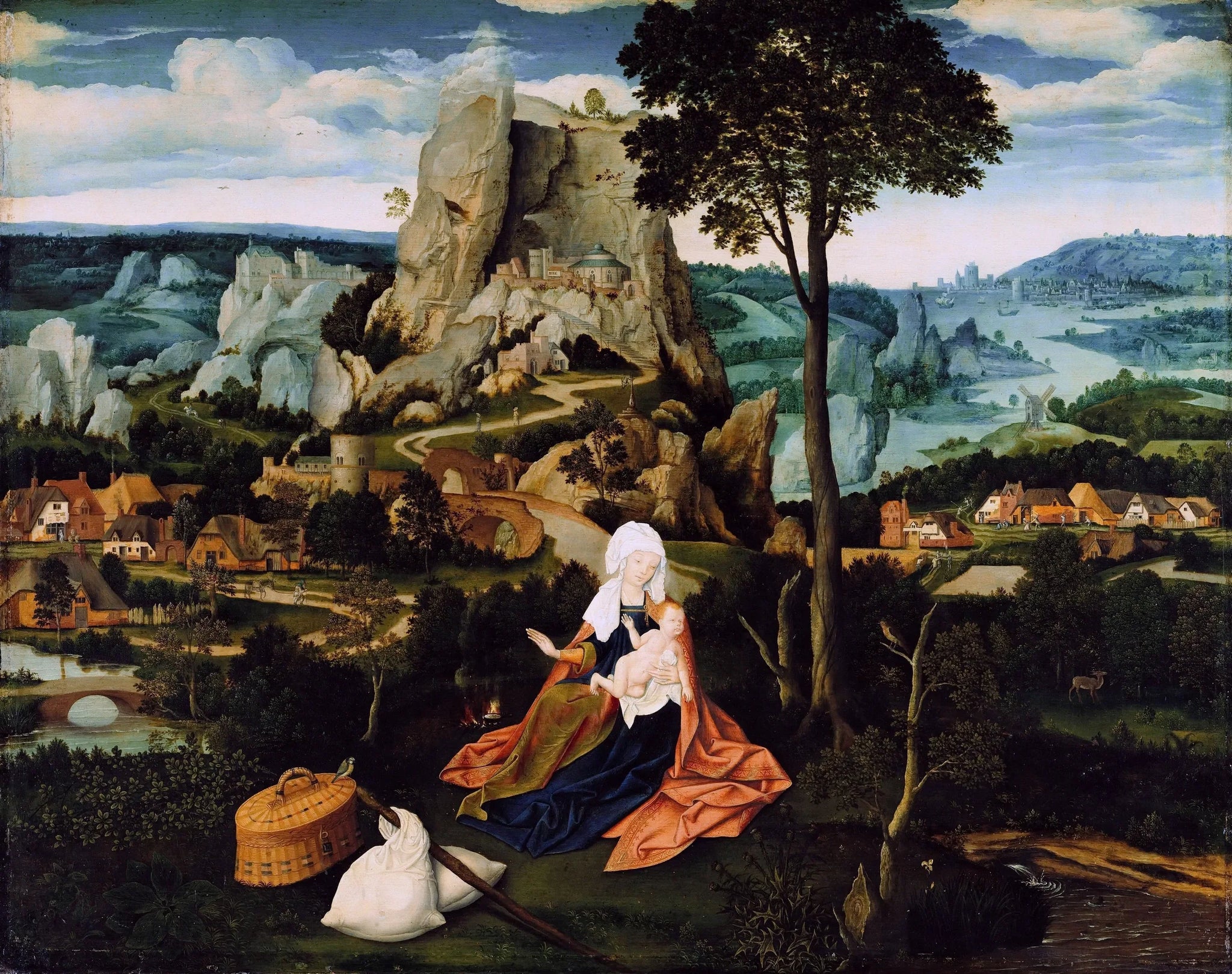 Repos pendant la fuite en Égypte - Joachim Patinier image 1 reproduction de peinture à l’huile