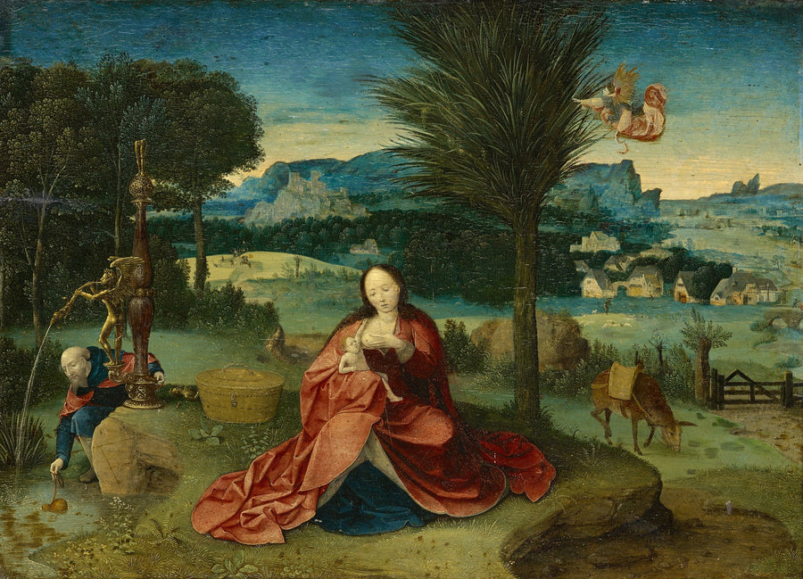 Repos pendentif la Fuite en Égypte - Joachim Patinier image 1 copie peinte à la main à l’huile