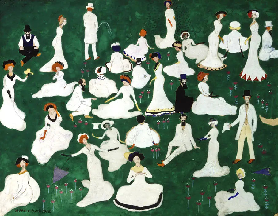 Repos. Société avec des chapeaux hauts de forme - Kazimir Malevich image 1 tableau peint à l’huile sur toile