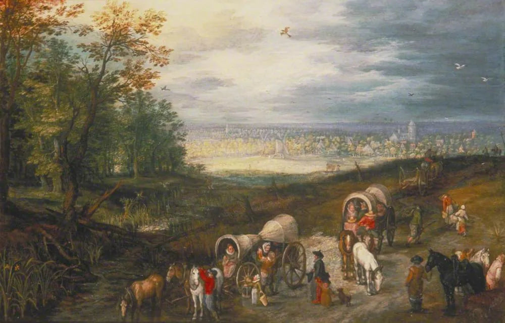 Reposez-vous en chemin - Jan Brueghel l'Ancien image 1 reproduction de peinture à l’huile