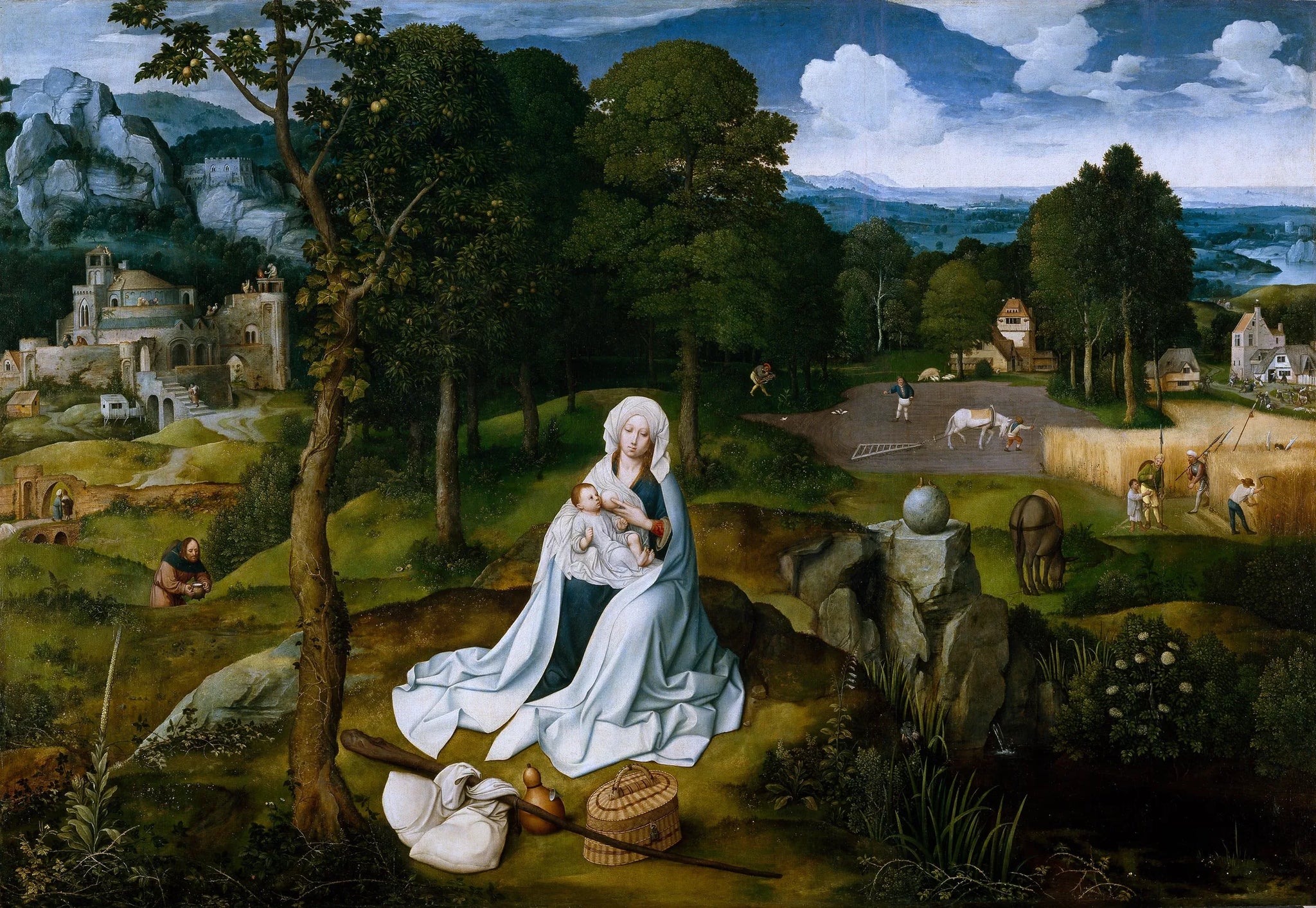 Reposez-vous pendant le vol vers l'Égypte - Joachim Patinier image 1 copie de tableau peinte à la main