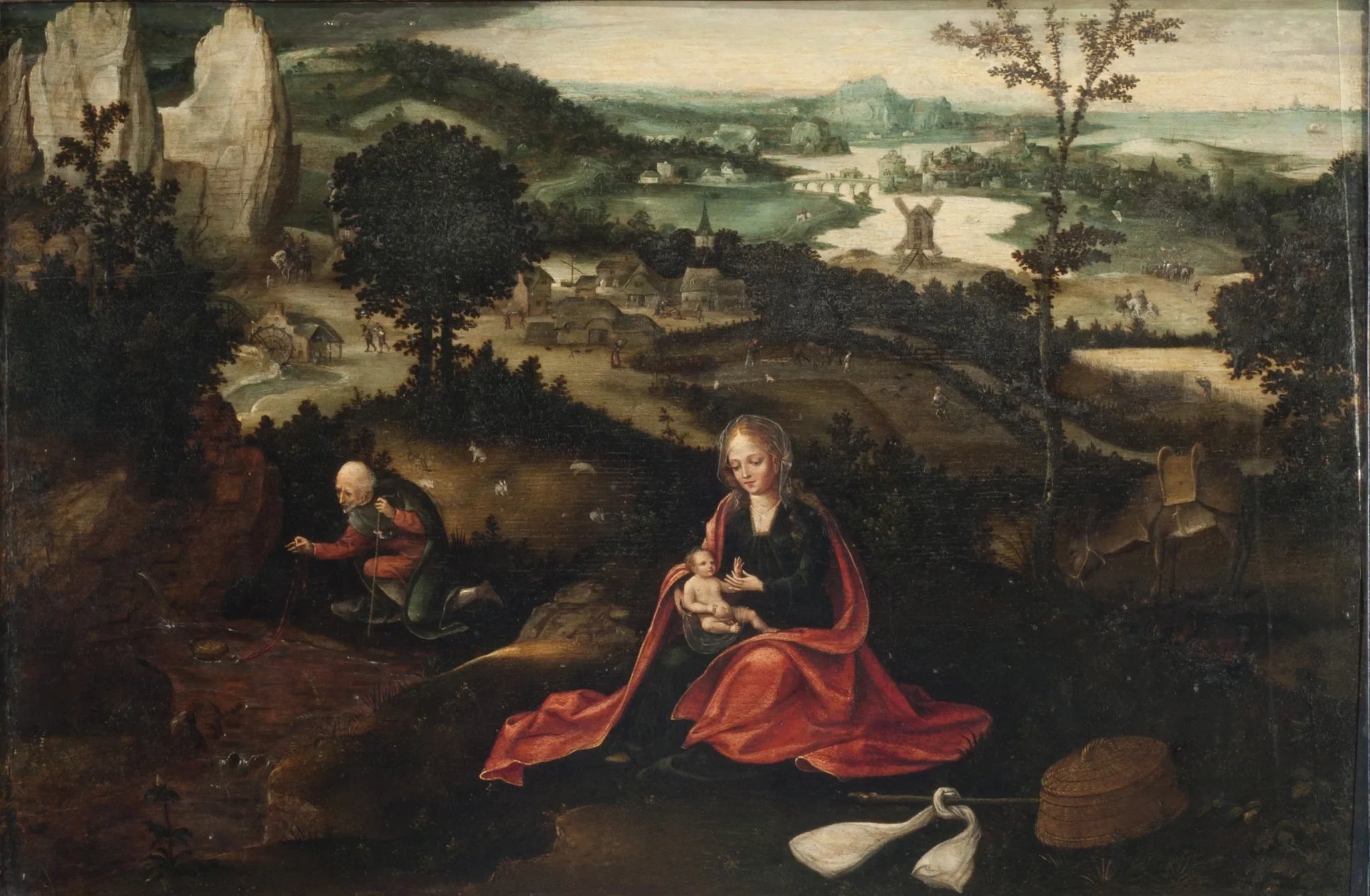 Reposez-vous pendant le vol vers l'Égypte - Joachim Patinier image 1 copie de tableau peinte à la main