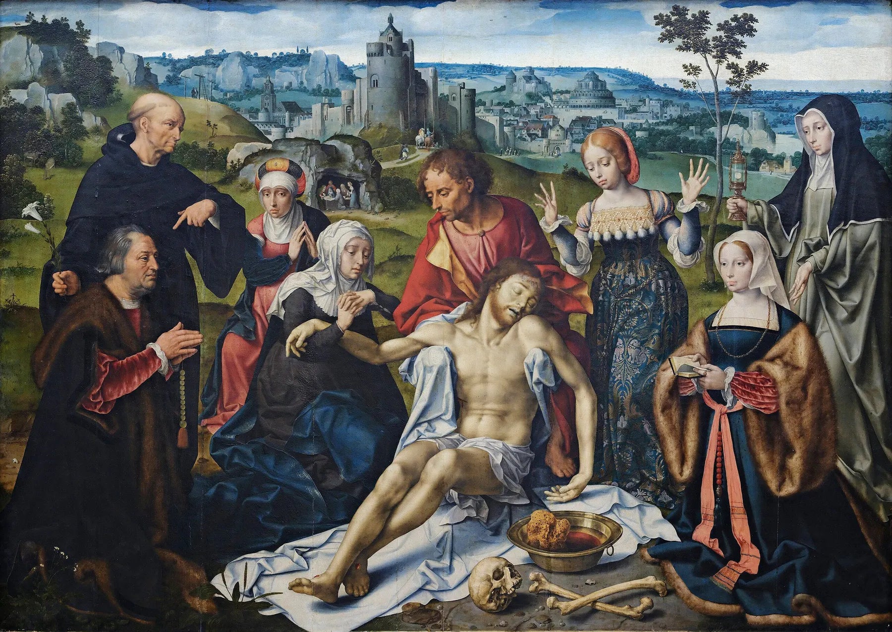 Retable de la Déploration du Christ : La Déploration - Joos van Cleve image 1 copie peinte à la main à l’huile