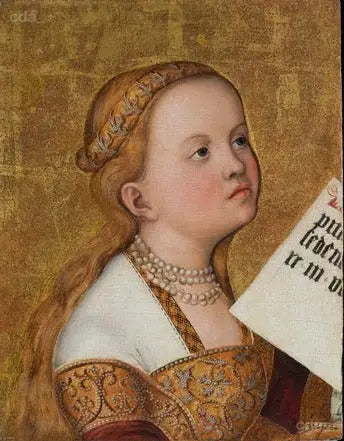 Retable de Prague [aile gauche, fragment] : Sainte (Apollonia ?) - Lucas Cranach the Elder image 1 reproduction réalisée par Alpha Reproduction