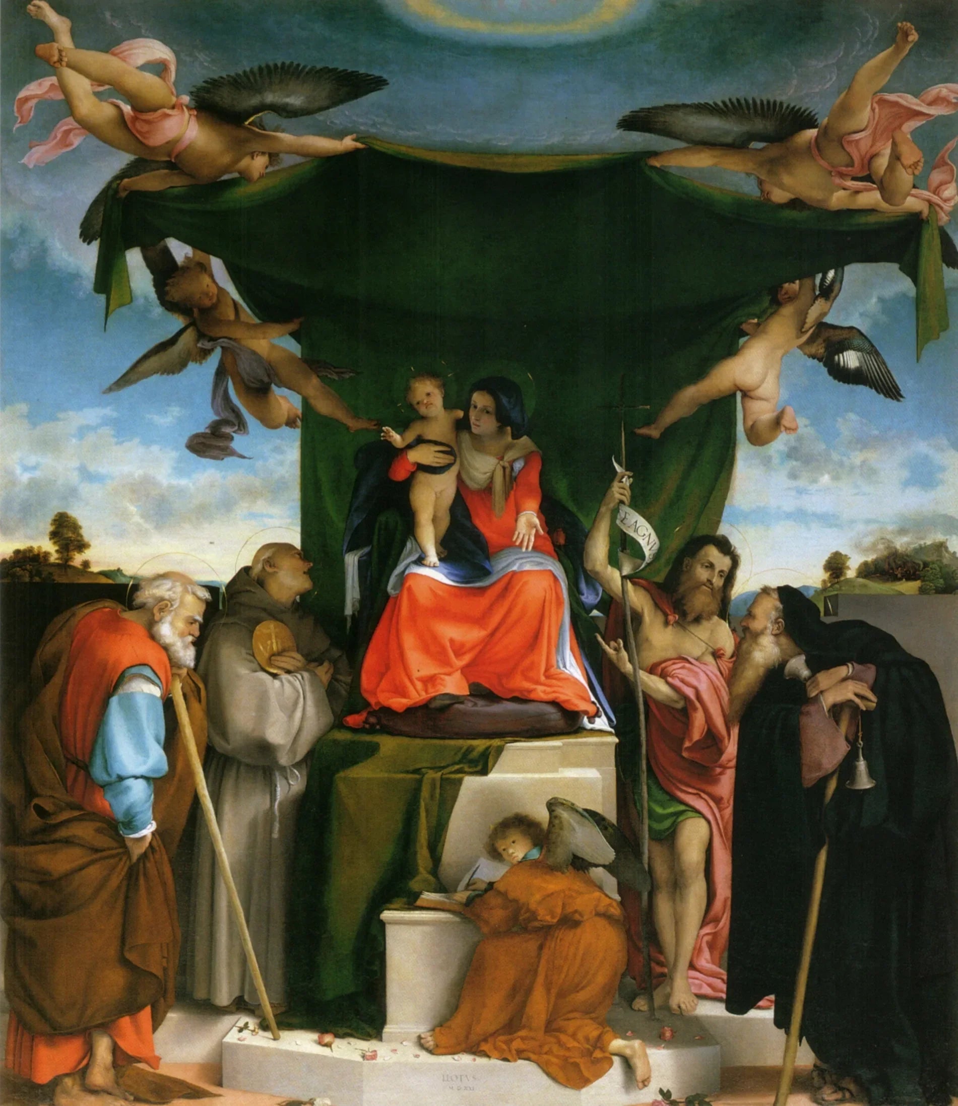 Retable de San Bernardino à Pignolo - Lorenzo Lotto image 1 copie peinte à la main à l’huile