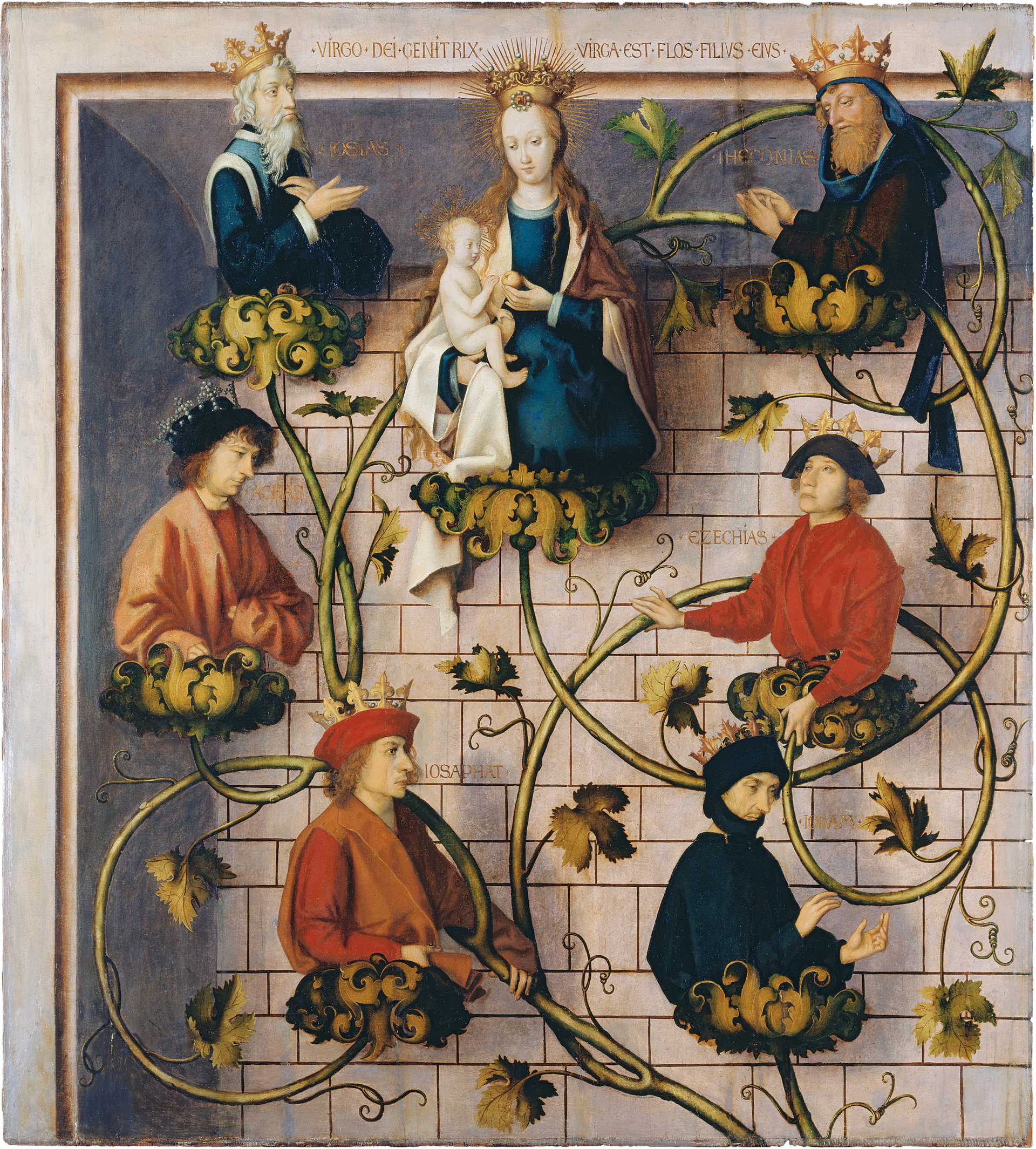 Retable dominicain de Francfort : Arbre de Jessé (partie supérieure) - Hans Holbein the Elder image 1 reproduction de peinture à l’huile