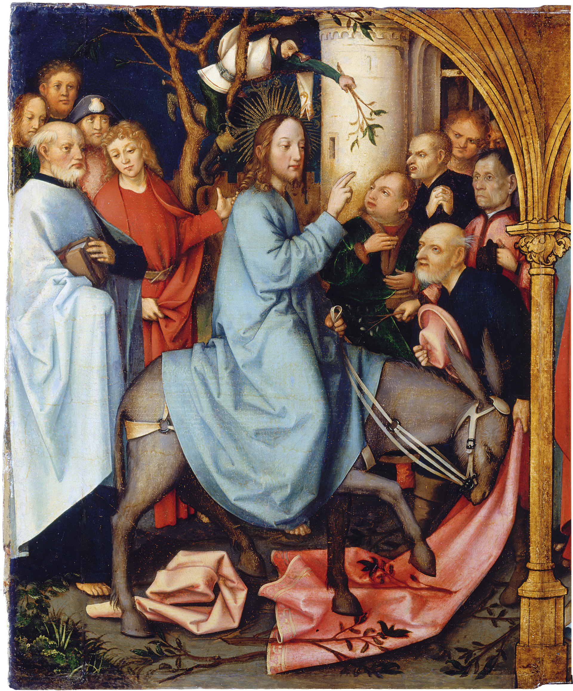 Retable dominicain de Francfort : L'entrée à Jérusalem - Hans Holbein the Elder image 1 copie de tableau peinte à la main