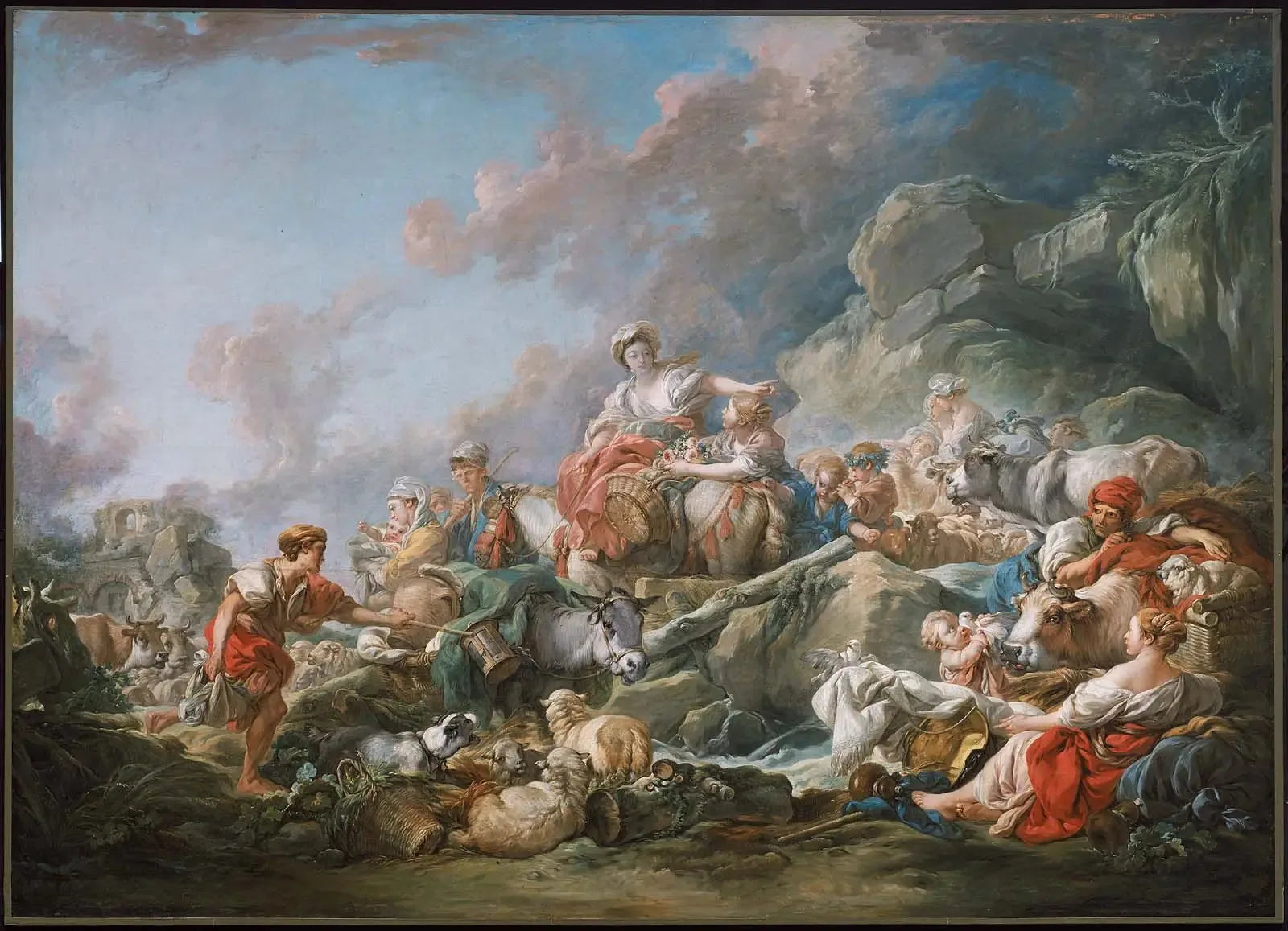 Retour du marché - François Boucher image 1 copie peinte à la main à l’huile
