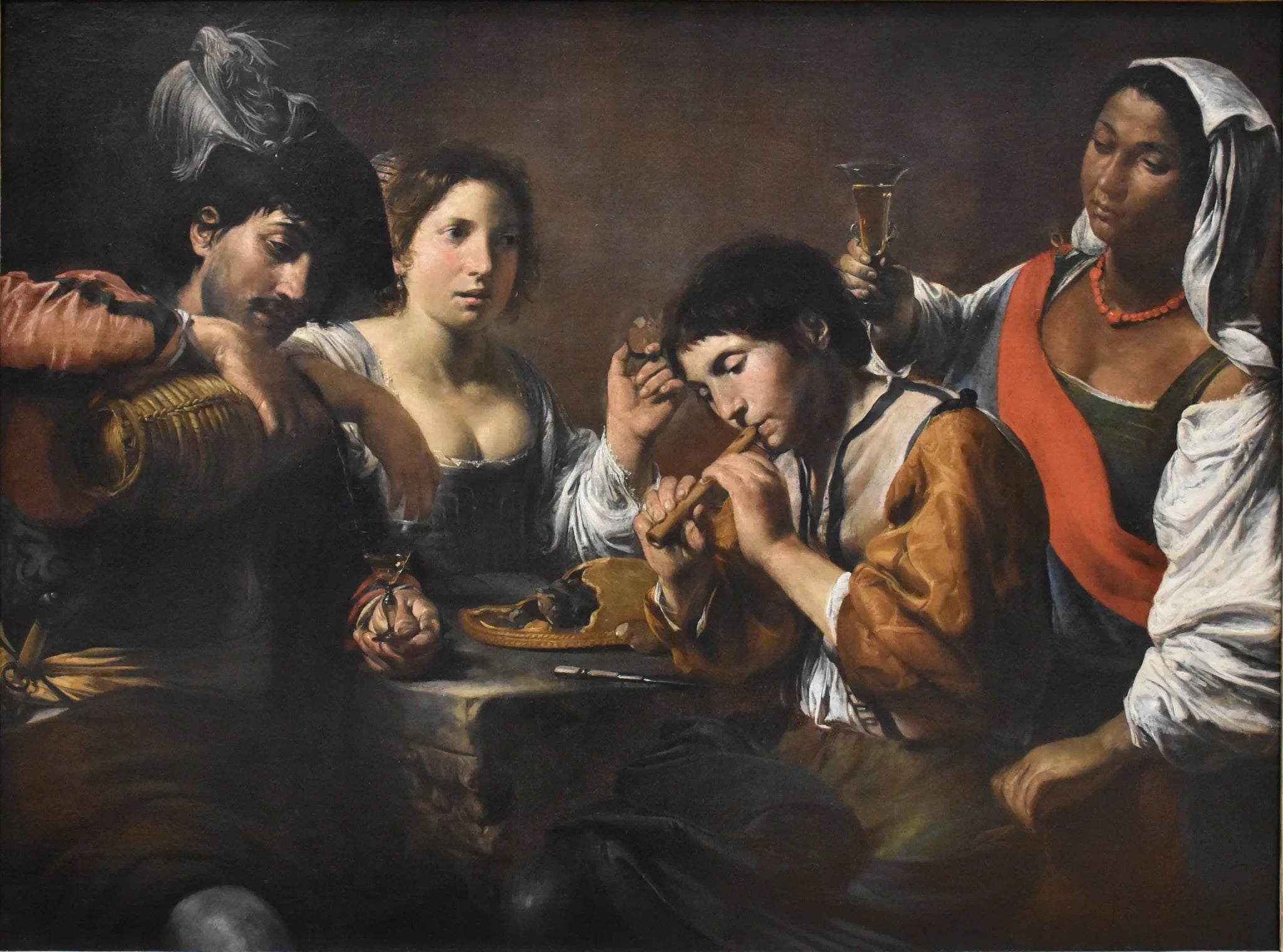 Réunion dans un cabaret - Valentin de Boulogne image 1 reproduction artisanale de tableau